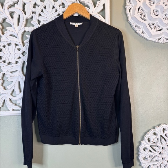 cAbi Black Lace Zippered Jacket Long Sleeve  Large - Picture 1 of 9